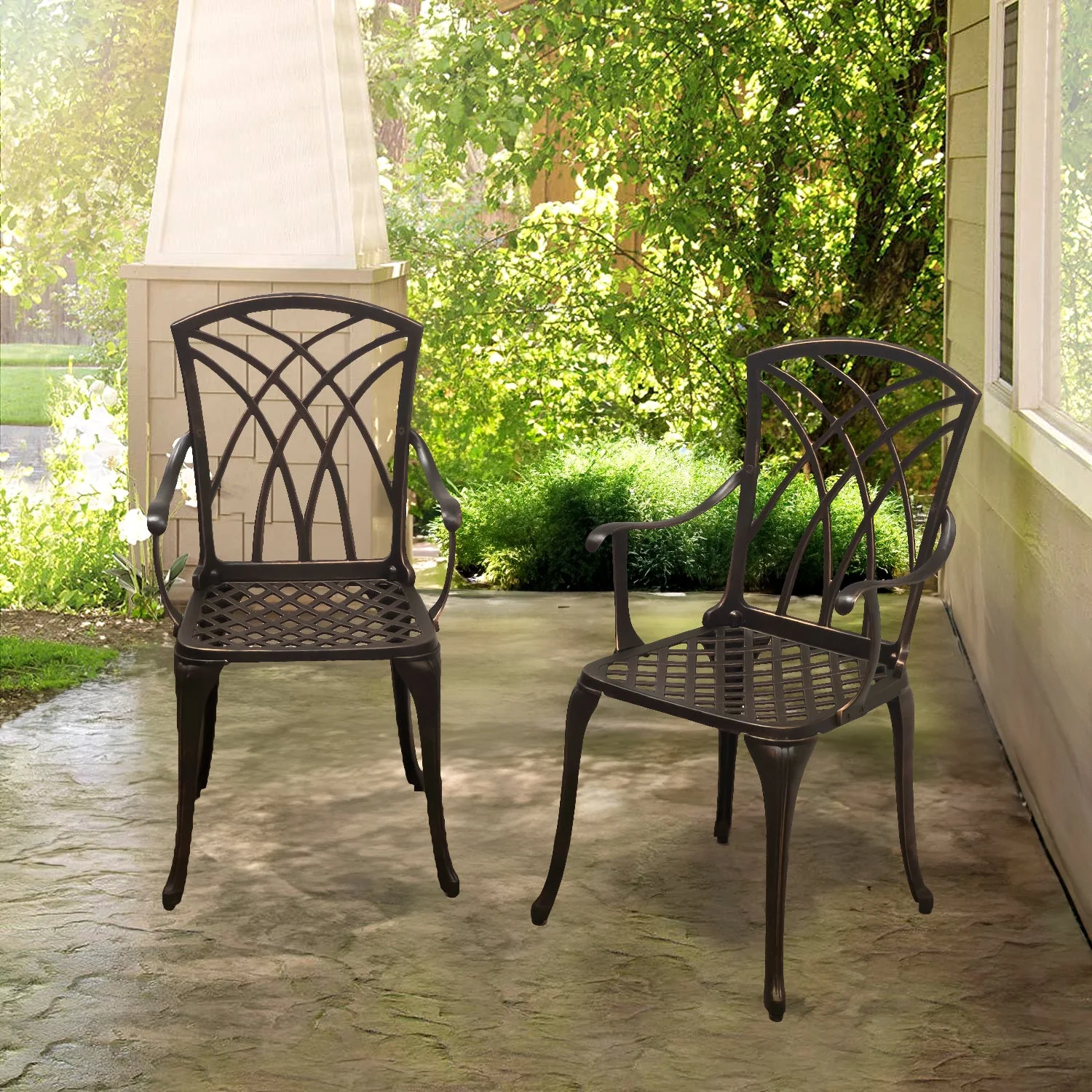Kinger Home Lily 4-Piece Outdoor Dining Chair Set for Patio