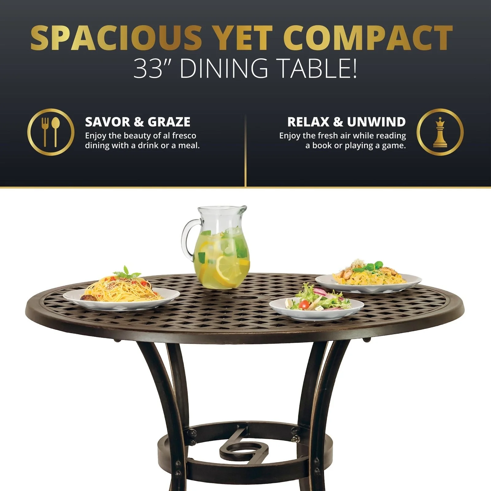 Kinger Home Lily 5-Piece Outdoor Dining Set for Patio - Image 4