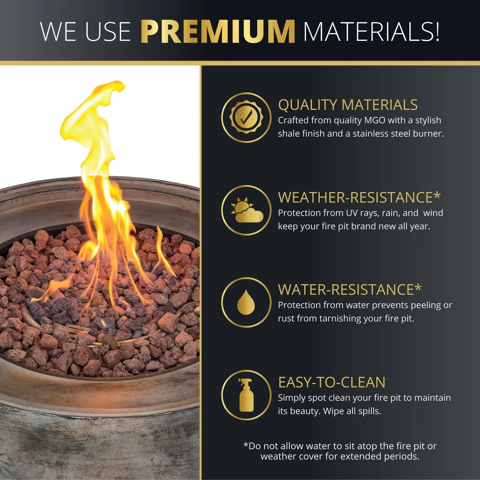 Kinger Home Stonebridge 31-Inch Concrete Fire Pit Bowl - Image 3