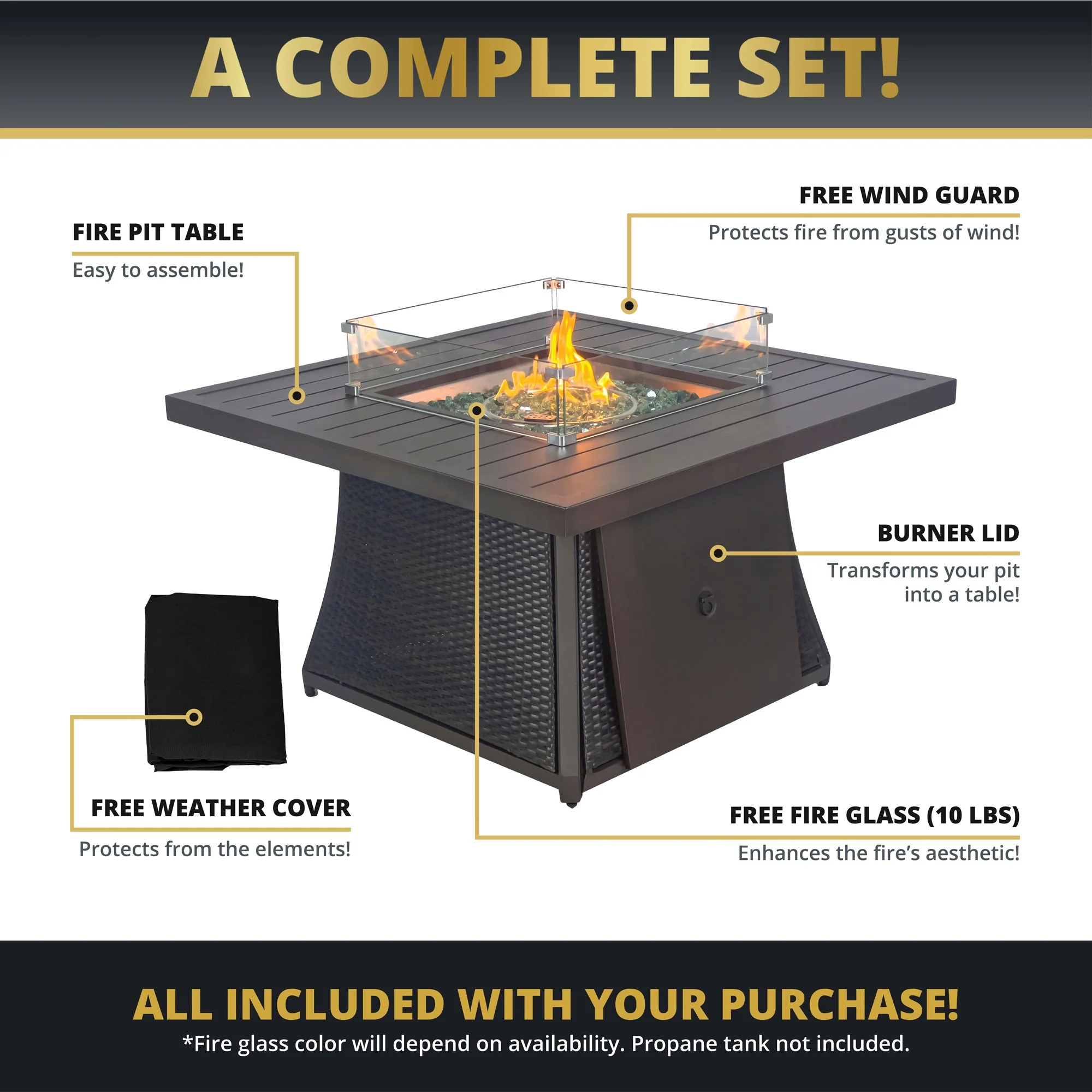 Kinger Home Uri 42" Outdoor Fire Pit Table for Patio - Image 7