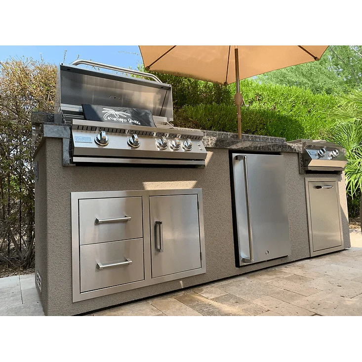 Kokomo 5 Burner Griddle Combo Drawer Fridge Outdoor Kitchen - Image 2