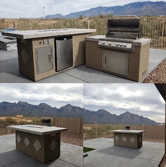 Kokomo Baja/Fire L-Shaped BBQ Island with Fire-pit, 4 Burner BBQ, Outdoor Refrigerator - Image 10