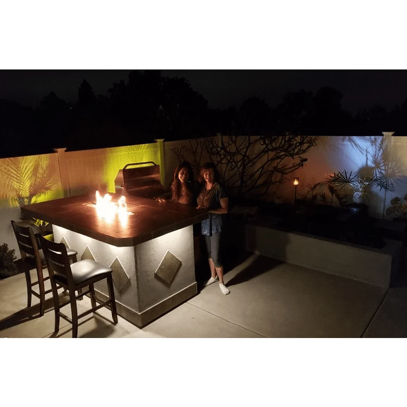 Kokomo Baja/Fire L-Shaped BBQ Island with Fire-pit, 4 Burner BBQ, Outdoor Refrigerator - Image 11