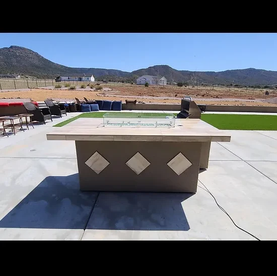 Kokomo Baja/Fire L-Shaped BBQ Island with Fire-pit, 4 Burner BBQ, Outdoor Refrigerator - Image 7