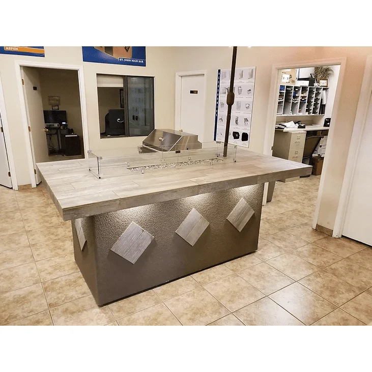 Kokomo Baja/Fire L-Shaped BBQ Island with Fire-pit, 4 Burner BBQ, Outdoor Refrigerator - Image 9