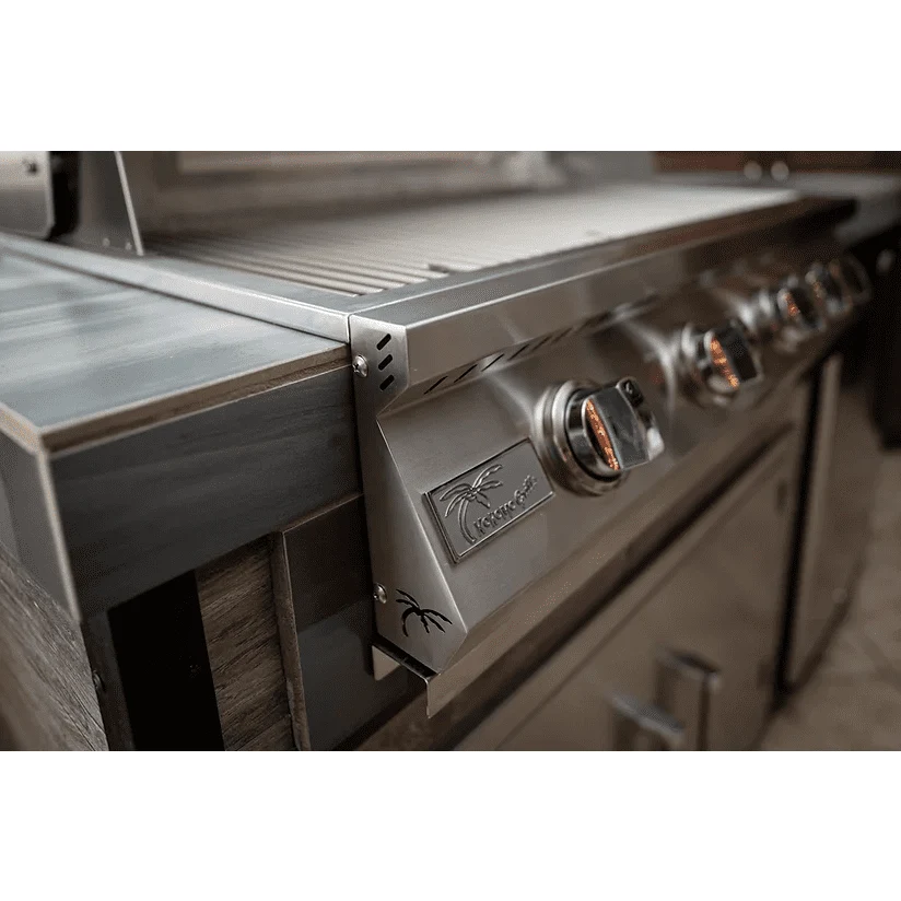 Kokomo Elite 6' BBQ Island With Built In BBQ Grill Drift Wood Look Siding 30 Inch Doors - Image 3