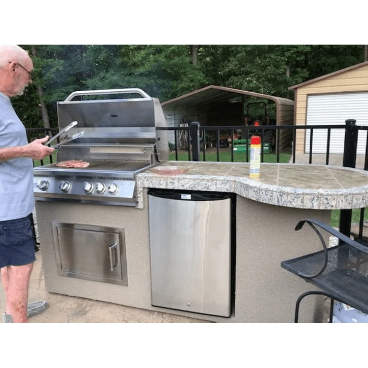 Kokomo Maui 7'6" BBQ Island With 33" Round Bar on one end Led Lights and Built In BBQ - Image 3