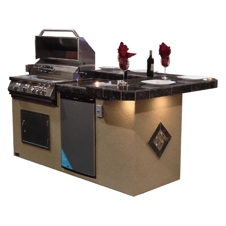 Kokomo St. John 7'6" BBQ Island W High Bar on three sides and Lights 4 Burner BBQ Grill - Image 8