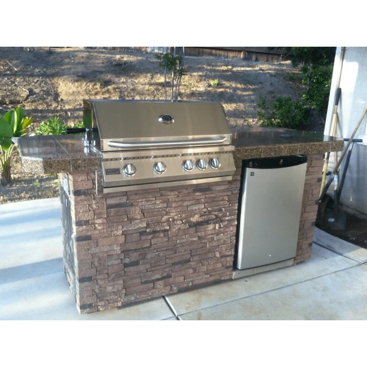 Kokomo St. John 7'6" BBQ Island with Bar on Three Sides and 4 Burner Built In BBQ Grill - Image 2