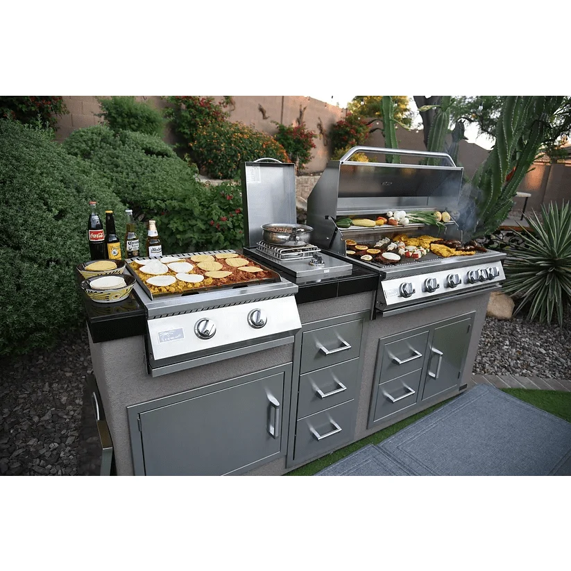 Kokomo Teppanyaki, Griddle, Built-In BBQ Grill with Side Burner, Storage Drawers 7'6" - Image 11