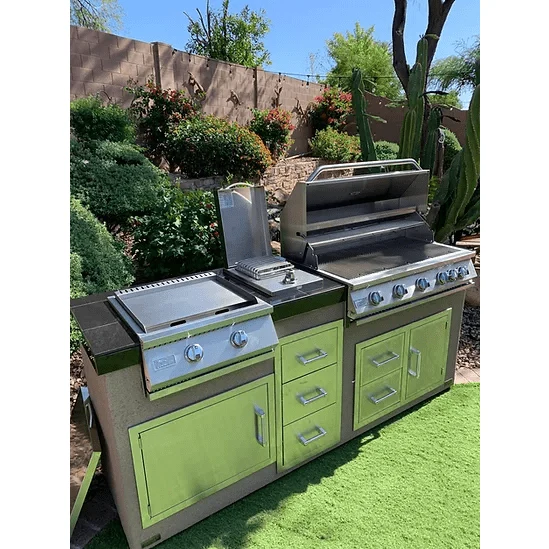 Kokomo Teppanyaki, Griddle, Built-In BBQ Grill with Side Burner, Storage Drawers 7'6" - Image 3