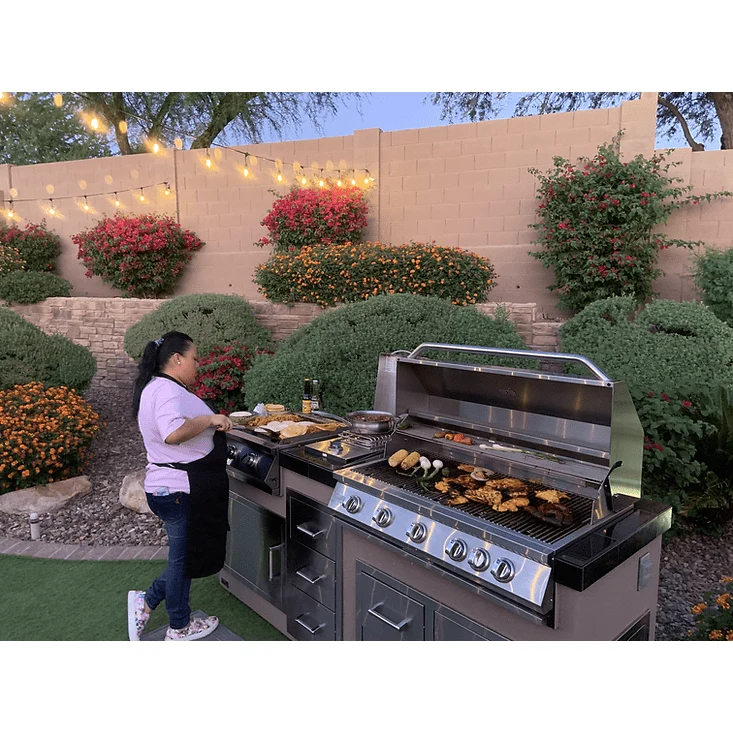 Kokomo Teppanyaki, Griddle, Built-In BBQ Grill with Side Burner, Storage Drawers 7'6" - Image 5