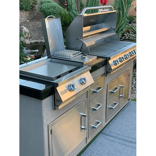 Kokomo Teppanyaki, Griddle, Built-In BBQ Grill with Side Burner, Storage Drawers 7'6" - Image 9