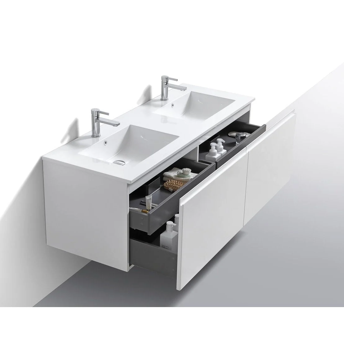 KubeBath Balli 60" Double Sink Wall Mount Modern Bathroom Vanity - Image 10