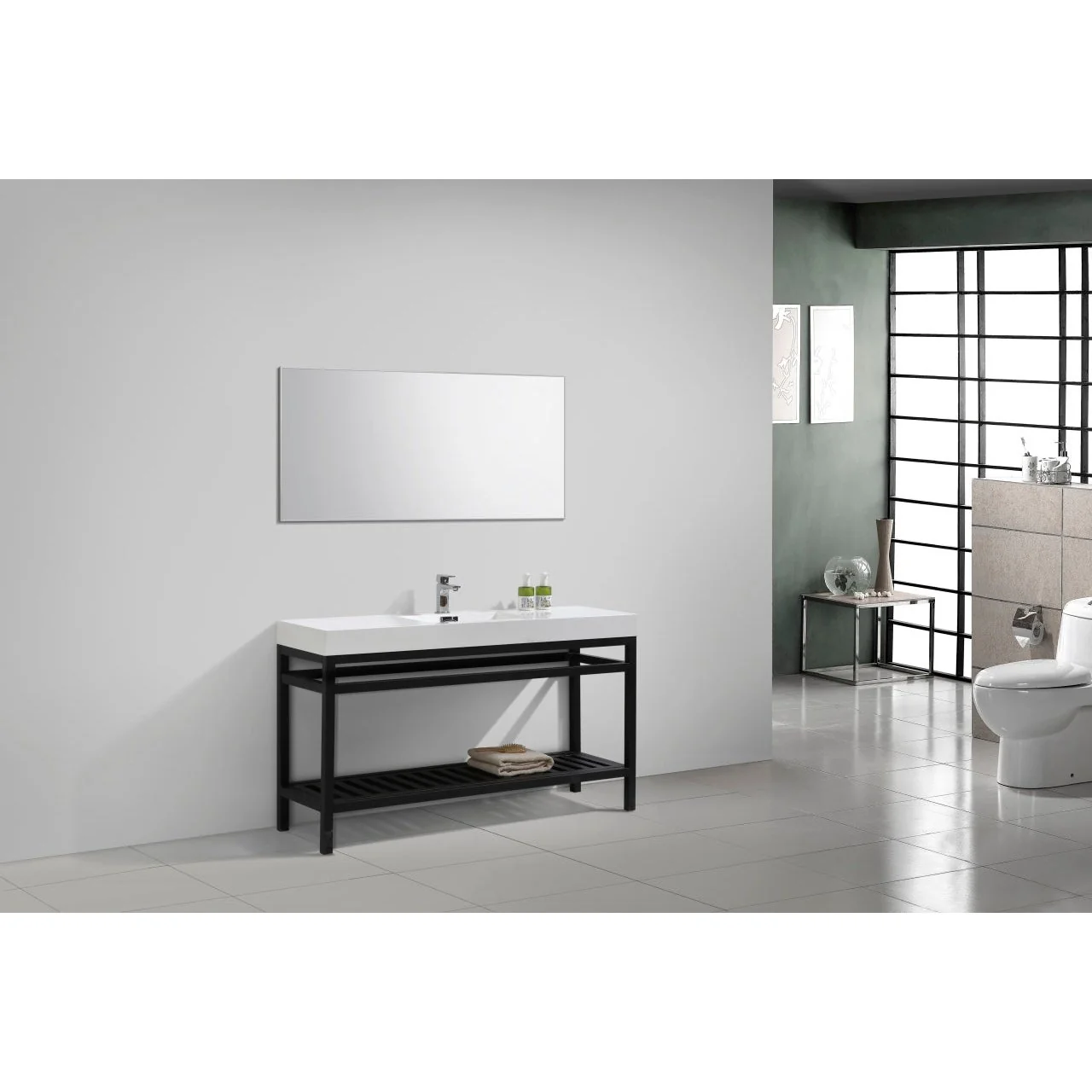 KubeBath Cisco 60" Stainless Steel Console with Acrylic Sink - Image 7