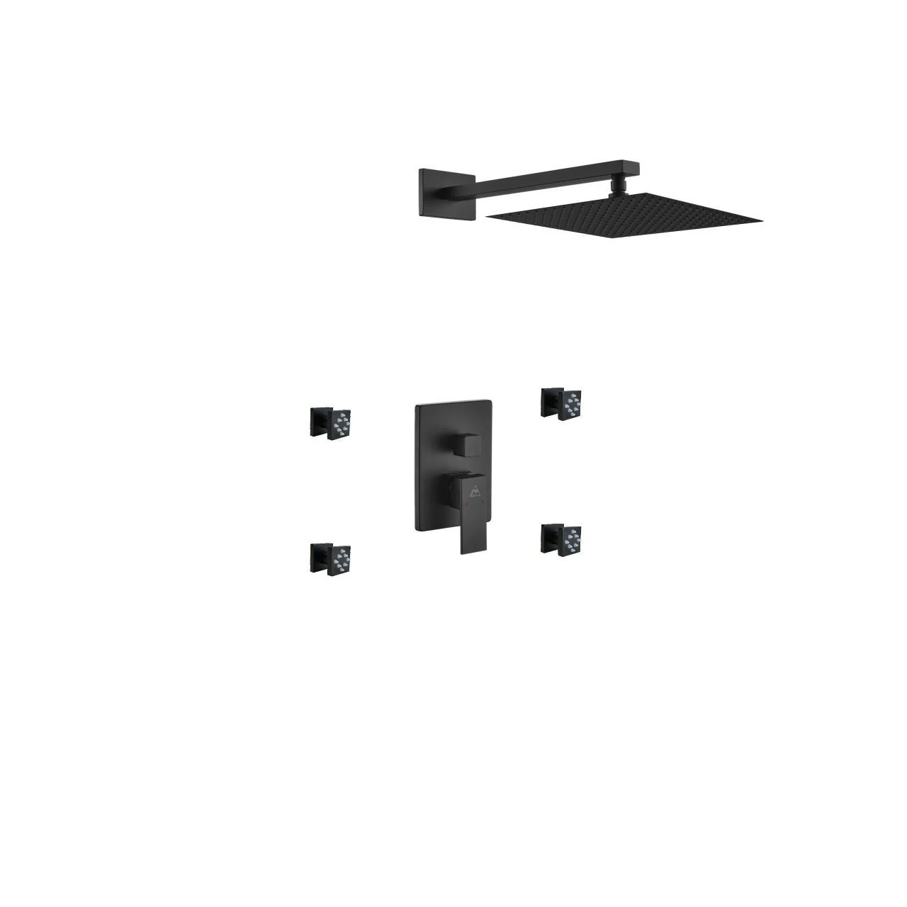 KubeBath Aqua Piazza Brass Shower Set with Square Rain Shower and 4 Body Jets - Image 19