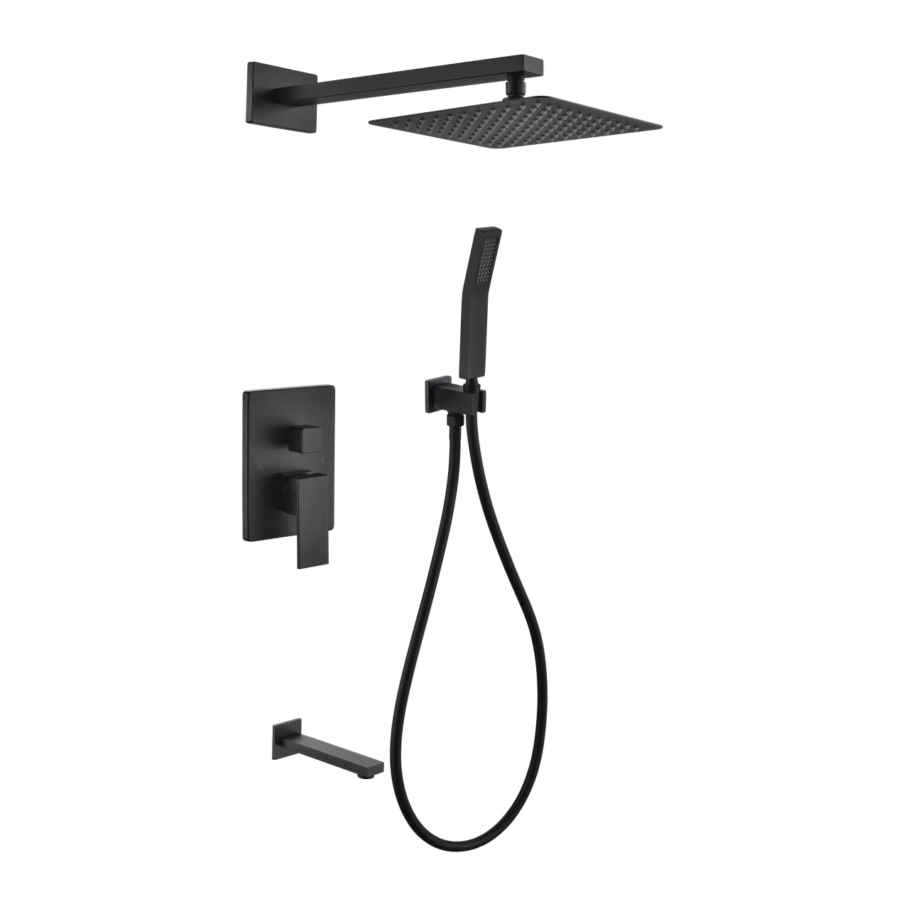KubeBath Aqua Piazza Shower Set with Square Rain Shower, Tub Filler and Handheld - Image 22