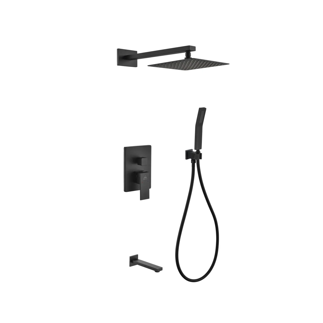 KubeBath Aqua Piazza Shower Set with Square Rain Shower, Tub Filler and Handheld - Image 8