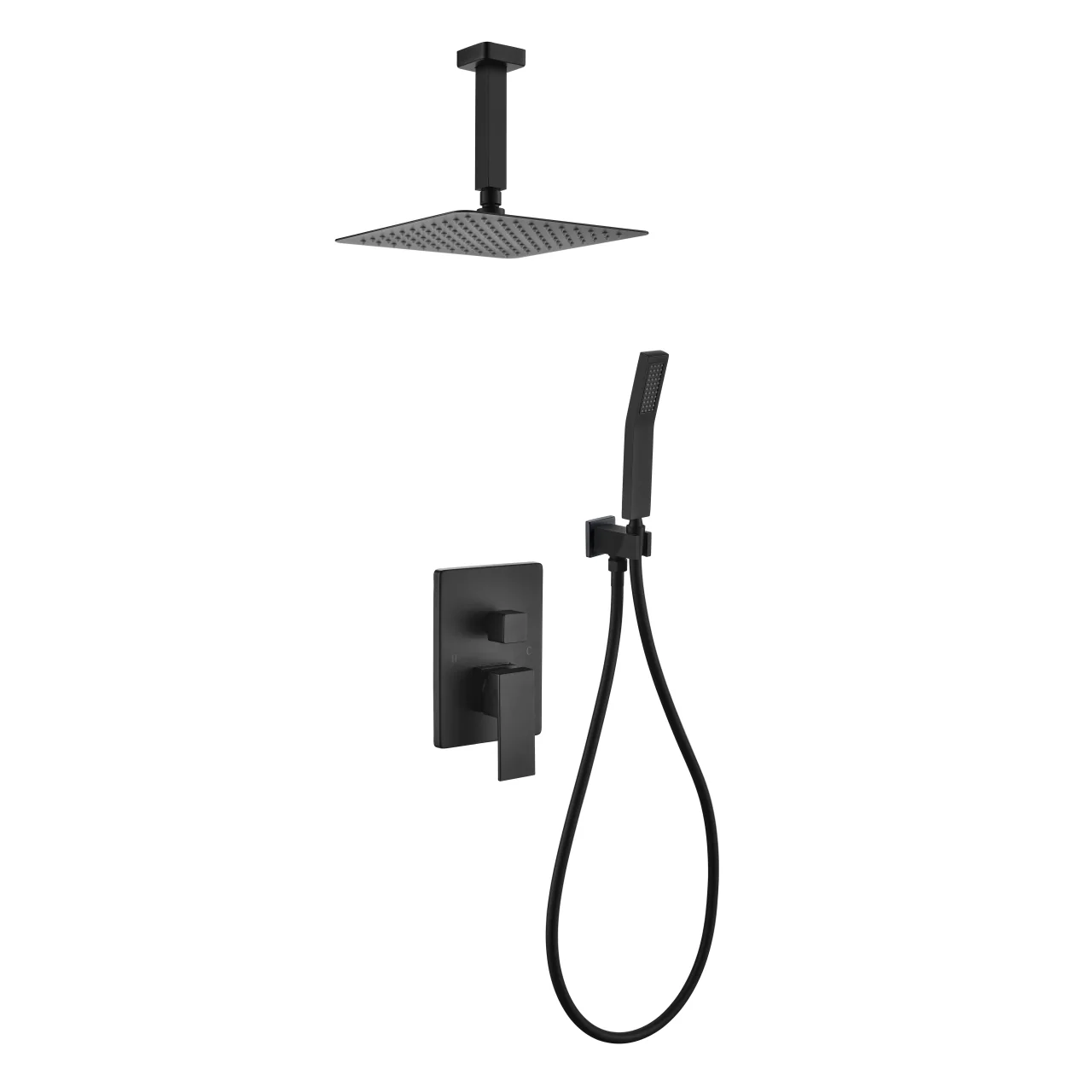 KubeBath Aqua Piazza Shower Set with Ceiling Mount Square Rain Shower and Handheld - Image 7