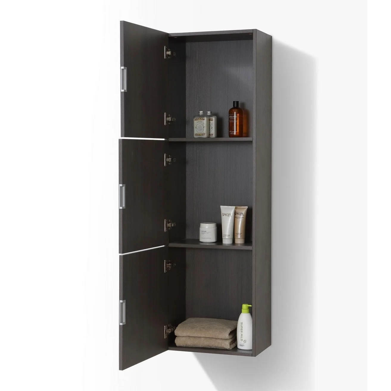KubeBath Bliss 18" Wide by 59" High Linen Side Cabinet With Three Doors - Image 16