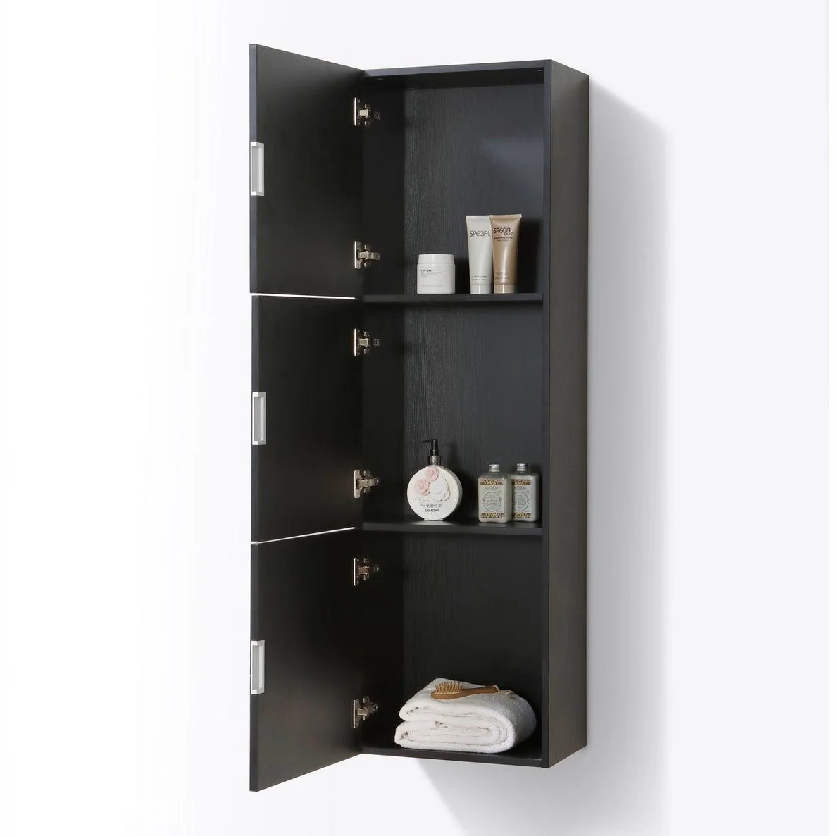 KubeBath Bliss 18" Wide by 59" High Linen Side Cabinet With Three Doors - Image 8