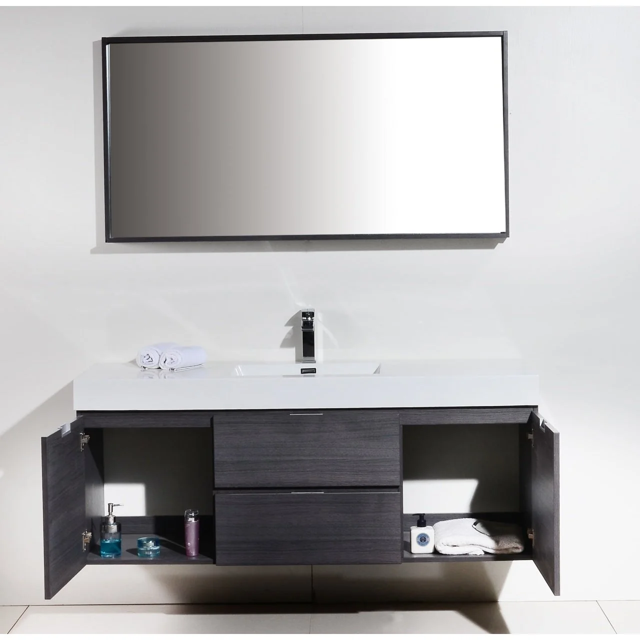 KubeBath Bliss 60" Wall Mount Modern Bathroom Vanity - Image 14