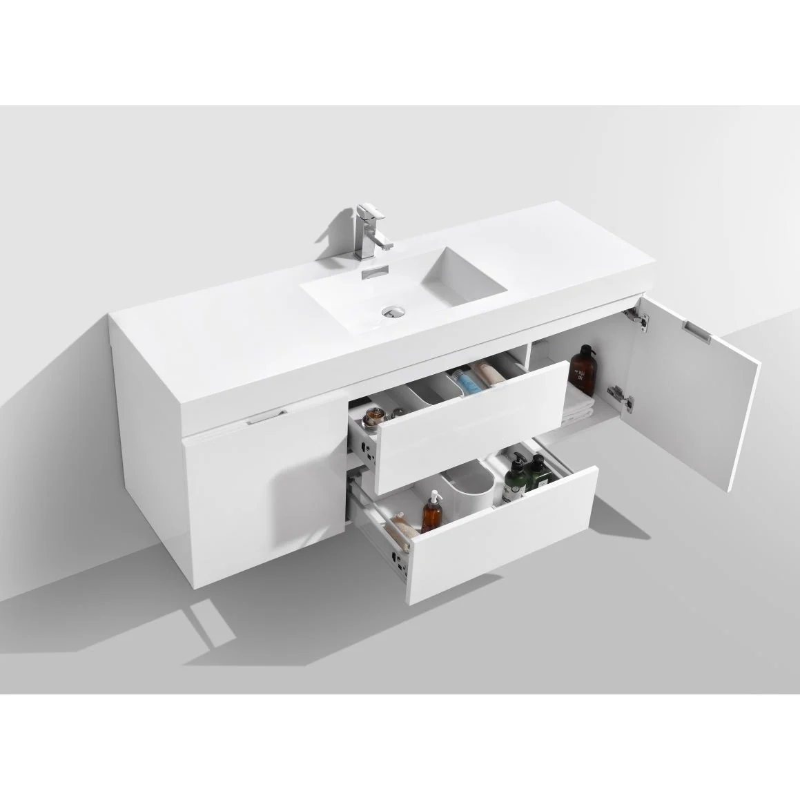 KubeBath Bliss 60" Wall Mount Modern Bathroom Vanity - Image 5