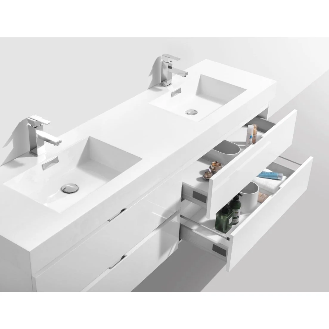 KubeBath Bliss Double Sink Wall Mount Modern Bathroom Vanity - Image 35