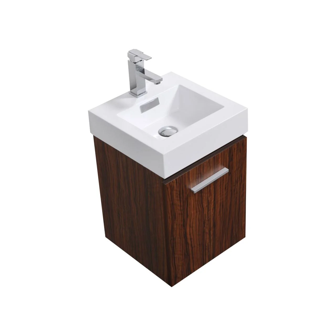 KubeBath Bliss Wallnut Wall Mount Modern Bathroom Vanity - Image 2