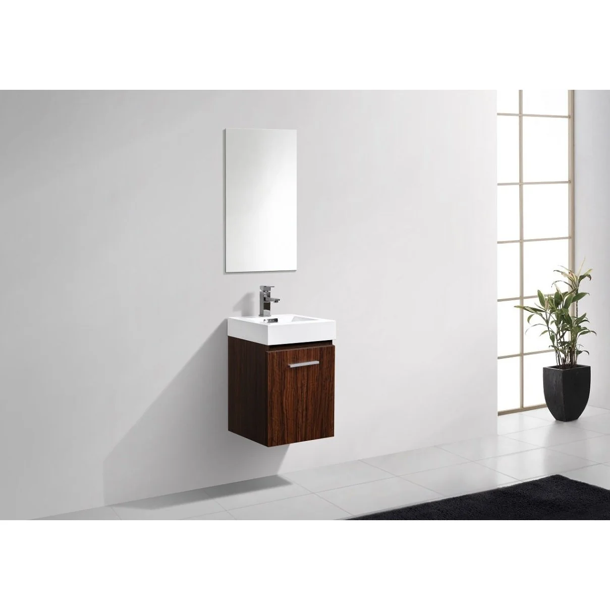 KubeBath Bliss Wallnut Wall Mount Modern Bathroom Vanity - Image 3