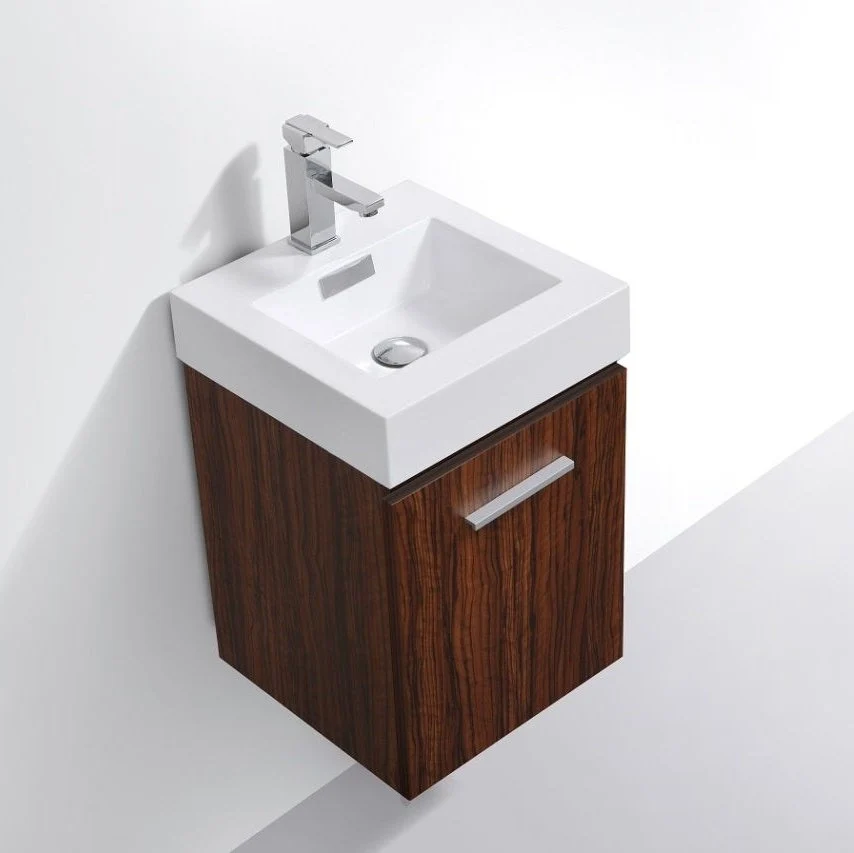 KubeBath Bliss Wallnut Wall Mount Modern Bathroom Vanity - Image 4
