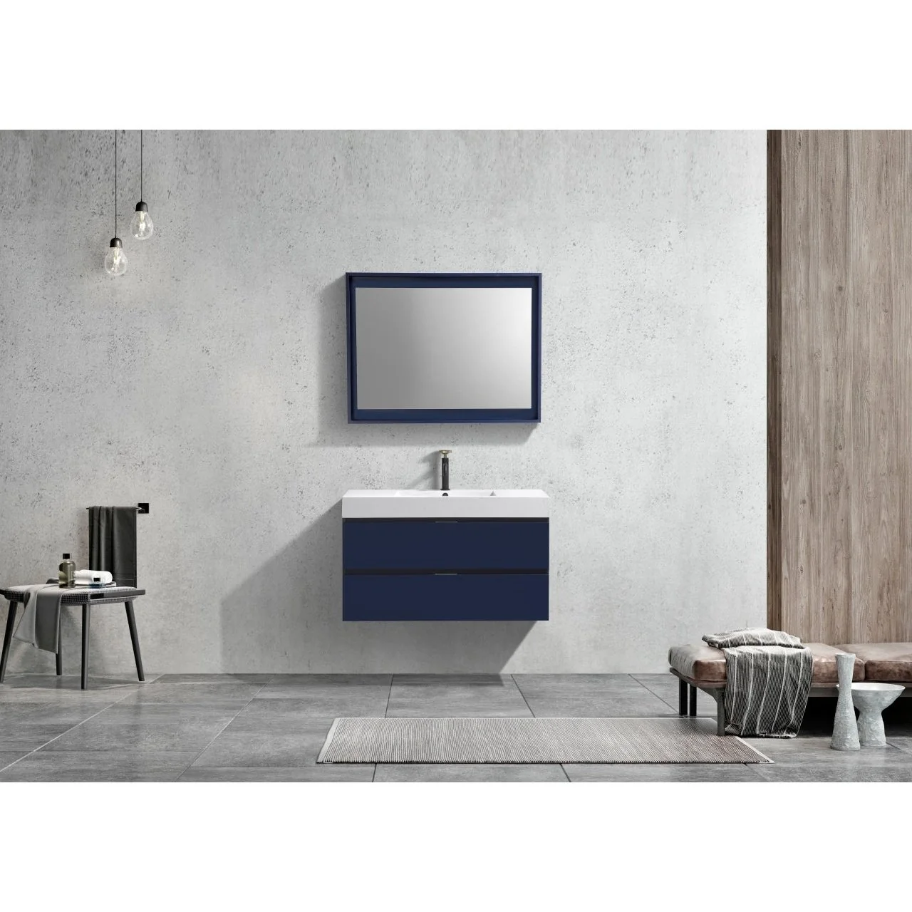 KubeBath Blue Wall Mount Modern Bathroom Vanity - Image 17
