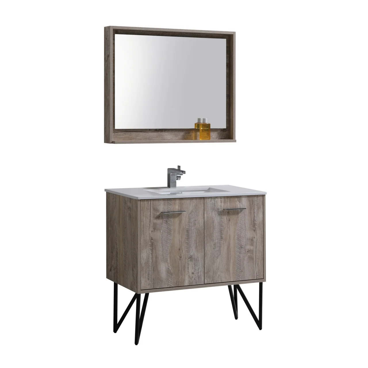 KubeBath Bosco Modern Bathroom Vanity with Quartz Countertop and Matching Mirror - Image 28