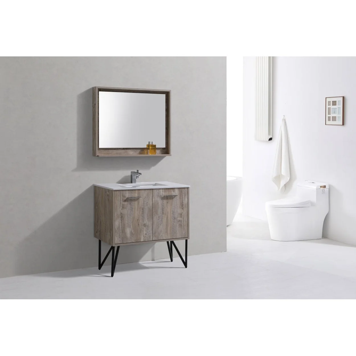 KubeBath Bosco Modern Bathroom Vanity with Quartz Countertop and Matching Mirror - Image 29