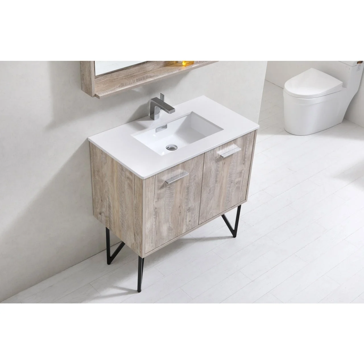 KubeBath Bosco Modern Bathroom Vanity with Quartz Countertop and Matching Mirror - Image 30