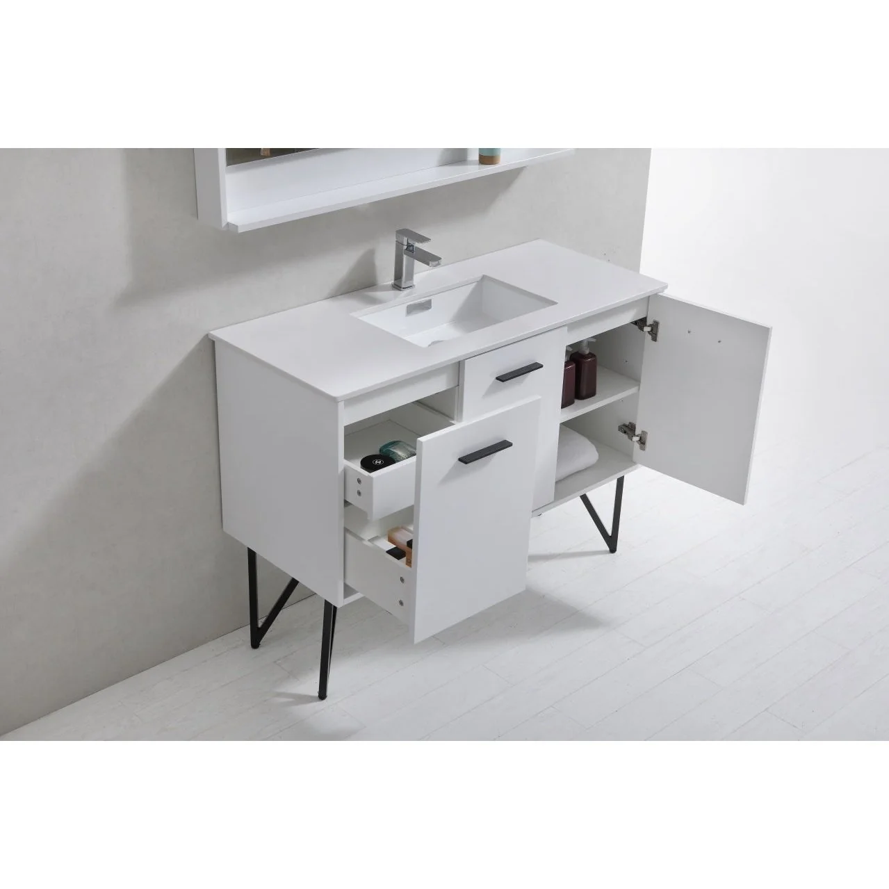 KubeBath Bosco Modern Bathroom Vanity with Quartz Countertop and Matching Mirror - Image 36