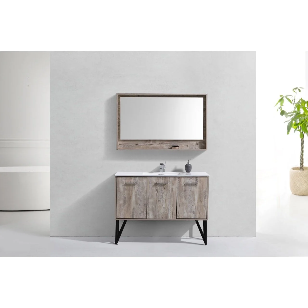 KubeBath Bosco Modern Bathroom Vanity with Quartz Countertop and Matching Mirror - Image 37