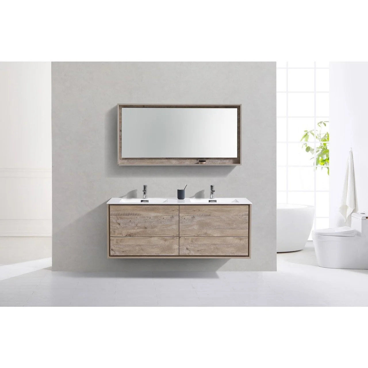KubeBath DeLusso 60" Double Sink Wall Mount Modern Bathroom Vanity - Image 16