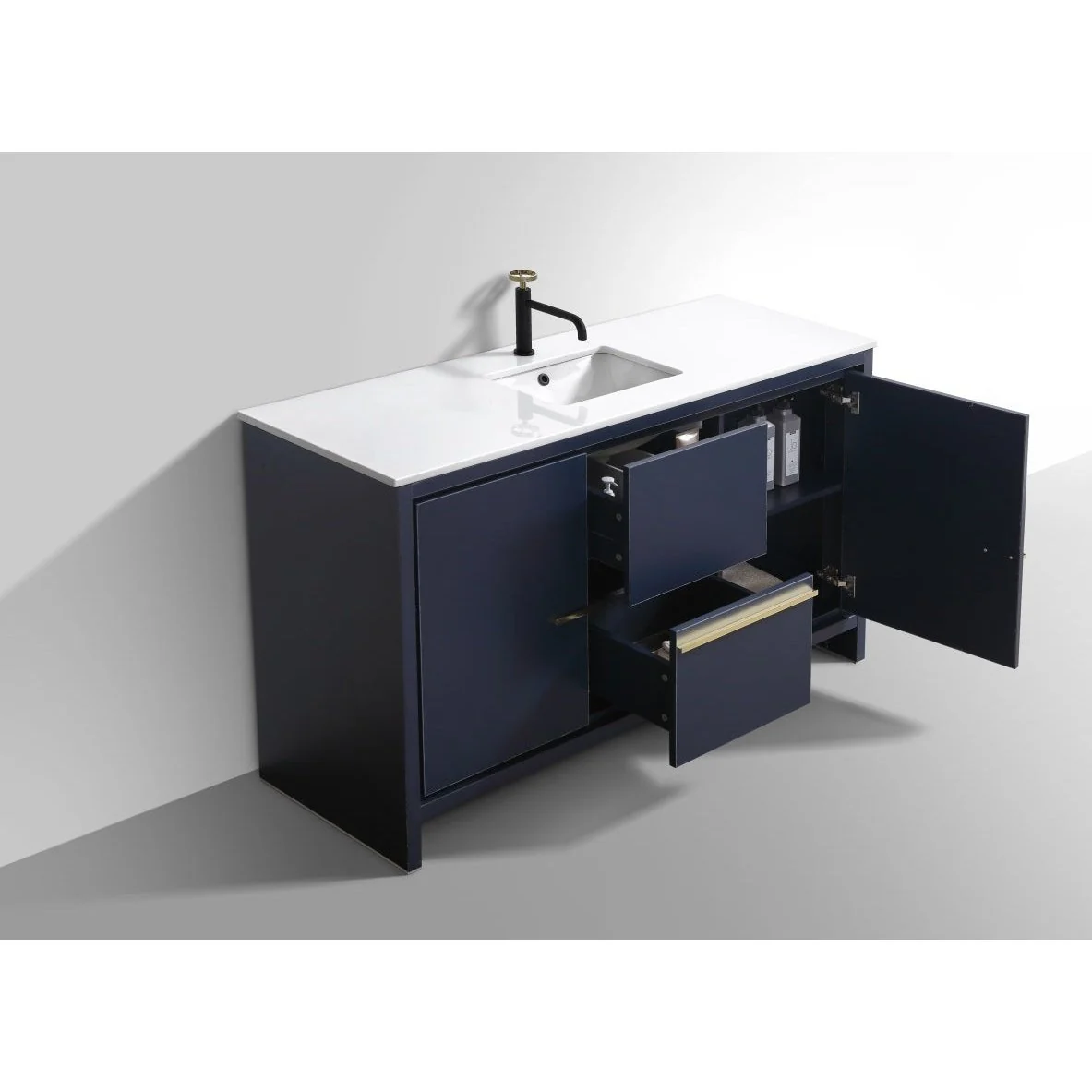 KubeBath Dolce 60" Modern Bathroom Vanity with White Quartz Counter-Top - Image 12