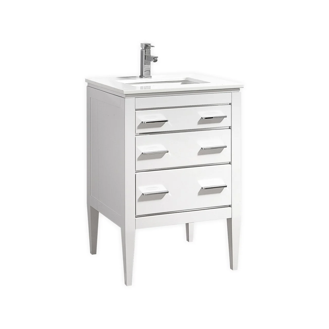KubeBath Eiffel Gloss White Vanity with Quartz Counter Top - Image 2