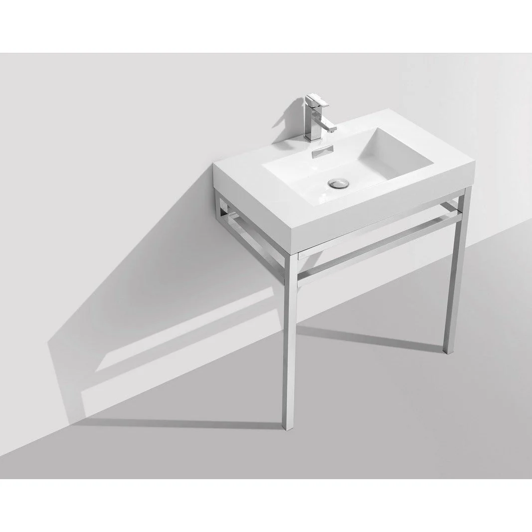 KubeBath Haus Stainless Steel Console with White Acrylic Sink - Image 12