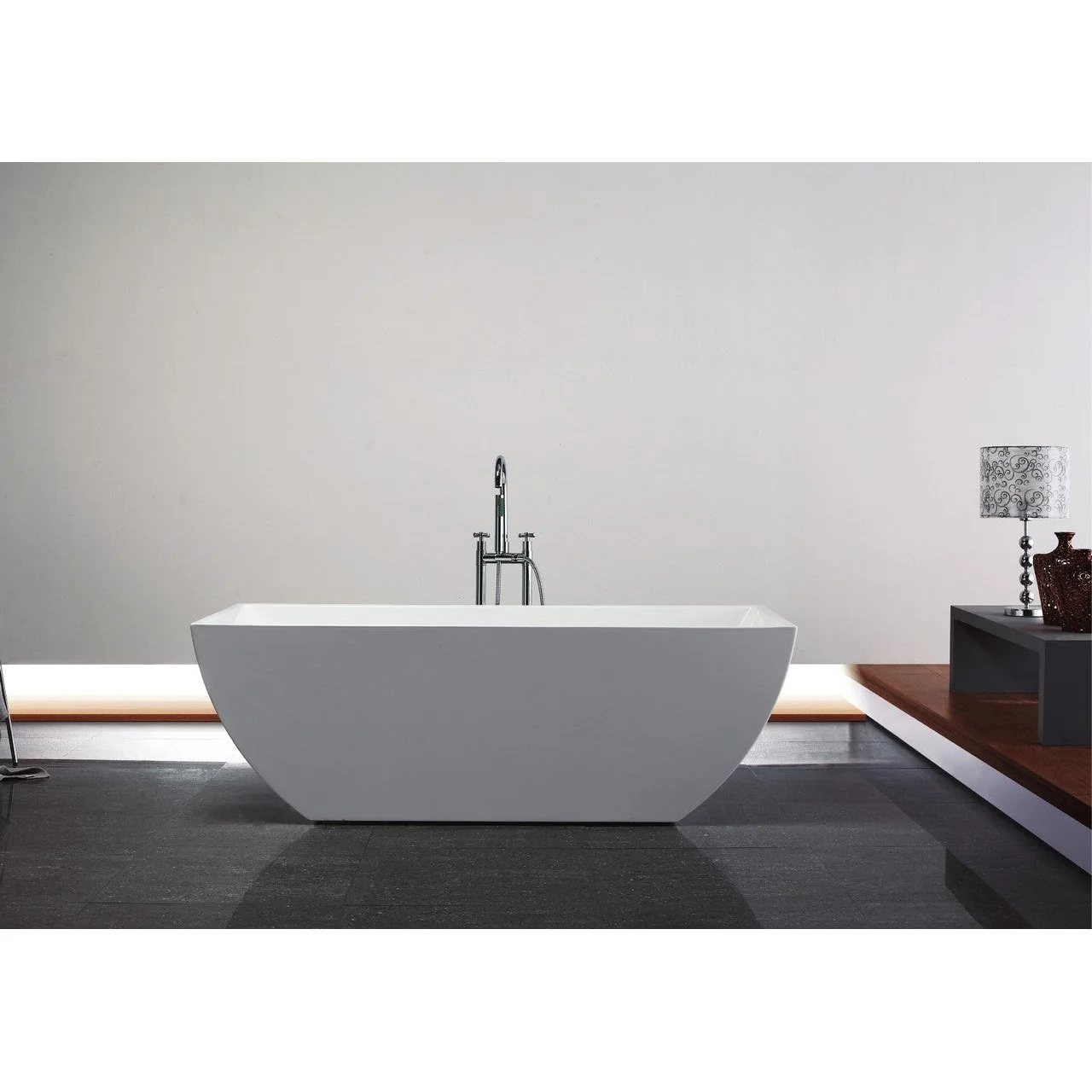 KubeBath Kube Contemporanea White Free Standing Bathtub - Image 3