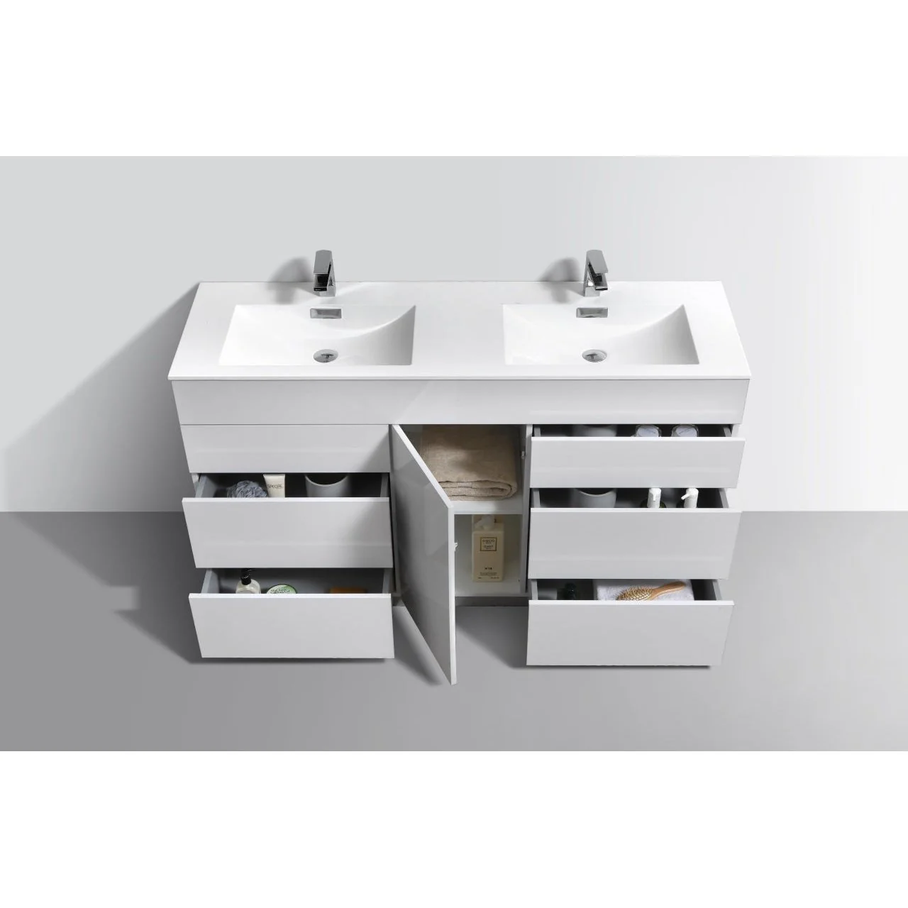KubeBath Milano 60" Double Sink Modern Bathroom Vanity - Image 5