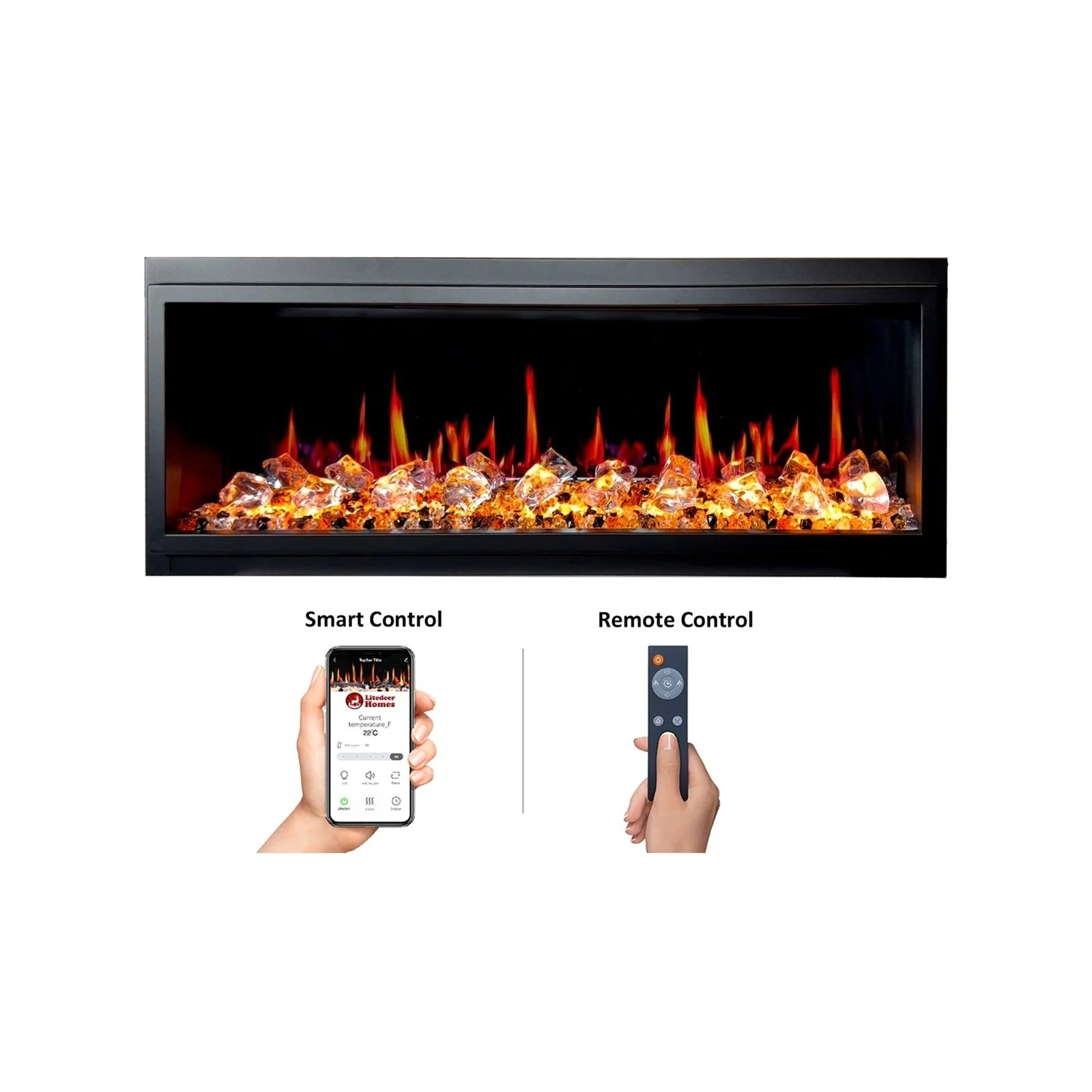 Litedeer Homes Latitude 45" Smart Electric Fireplace with Diamond-like Crystal - ZEF45XC - Image 5