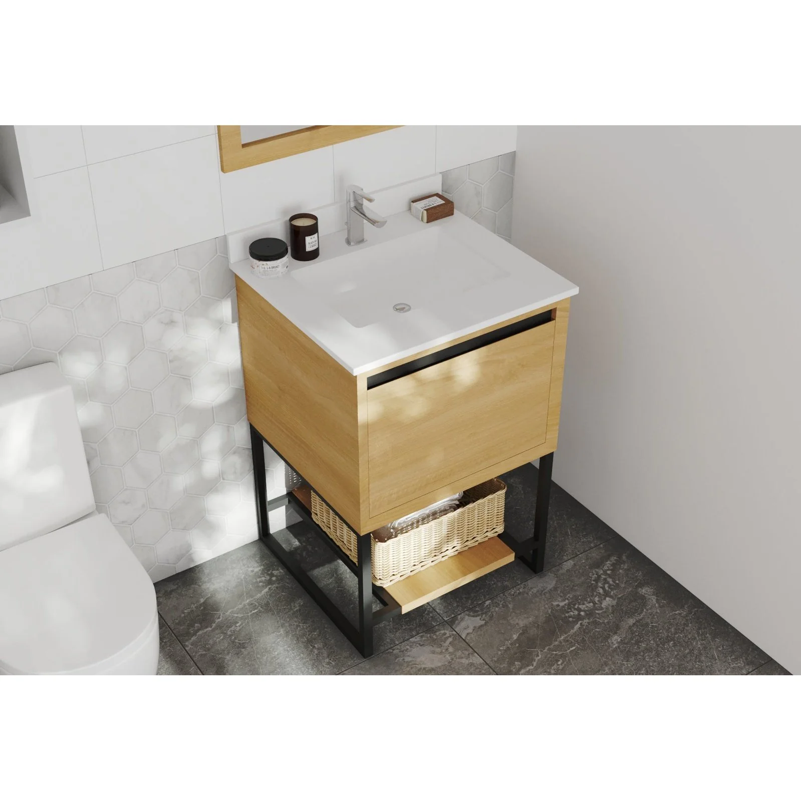Laviva Alto 24" California White Oak Bathroom Vanity with White Quartz Countertop 313SMR-24CO-WQ - Image 2