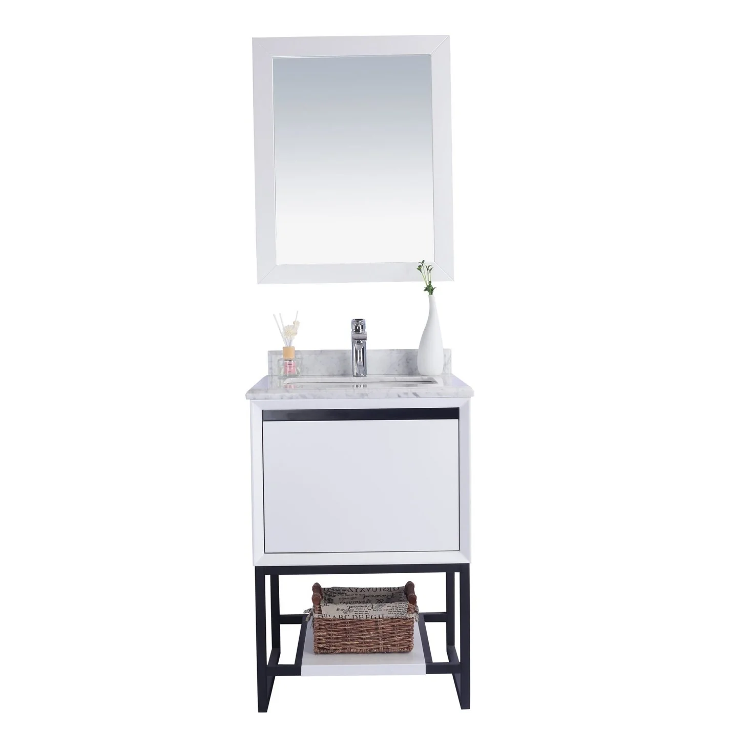 Laviva Alto 24" White Bathroom Vanity with White Carrara Marble Countertop 313SMR-24W-WC - Image 7