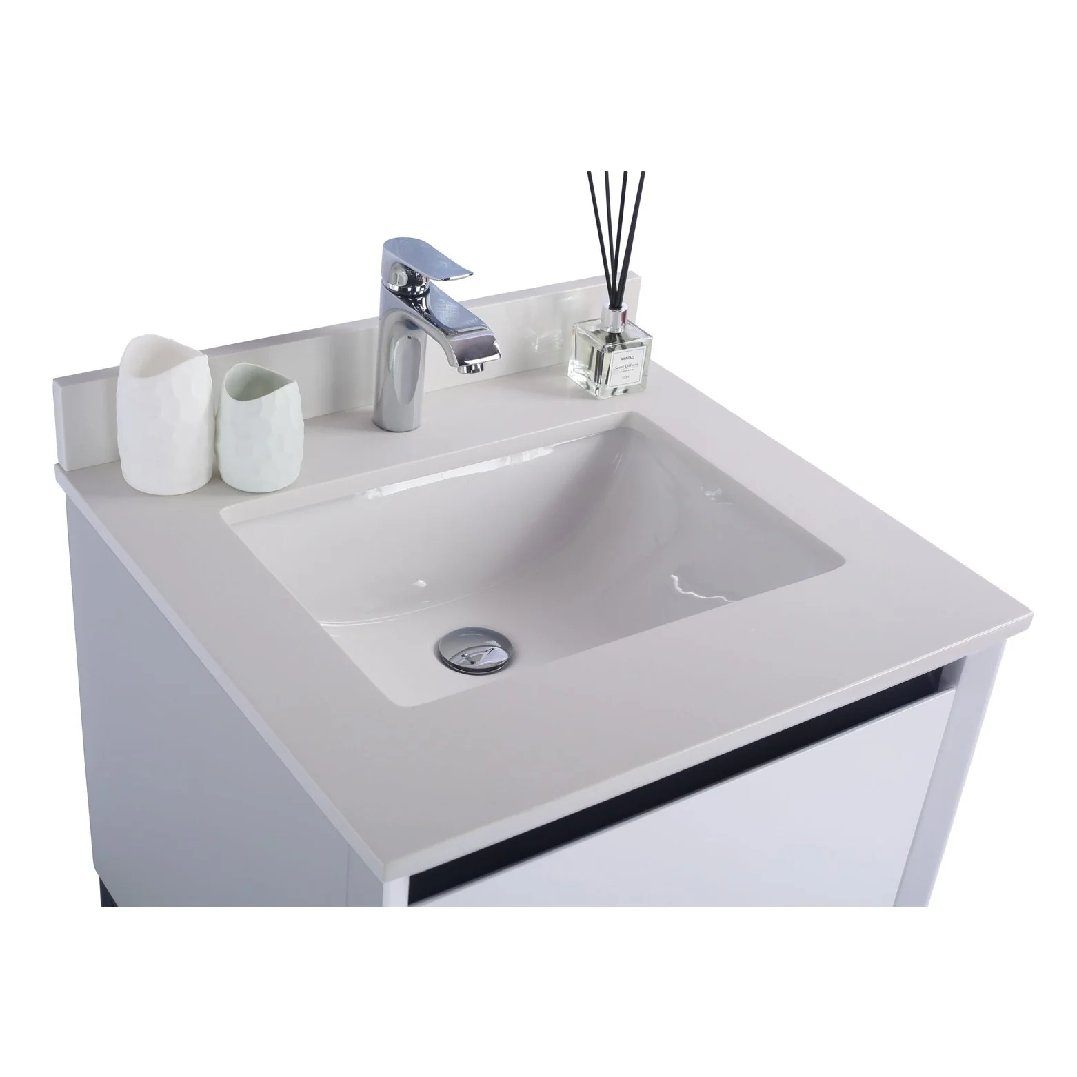 Laviva Alto 24" White Bathroom Vanity with White Quartz Countertop 313SMR-24W-WQ - Image 3