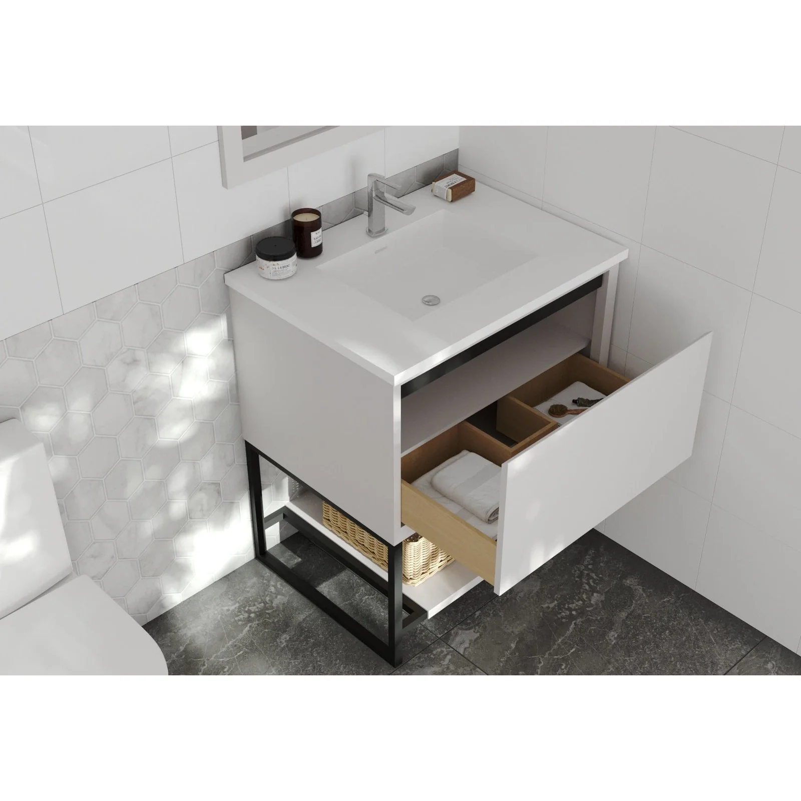 Laviva Alto 30" White Bathroom Vanity with Matte White VIVA Stone Solid Surface Countertop 313SMR-30W-MW - Image 4