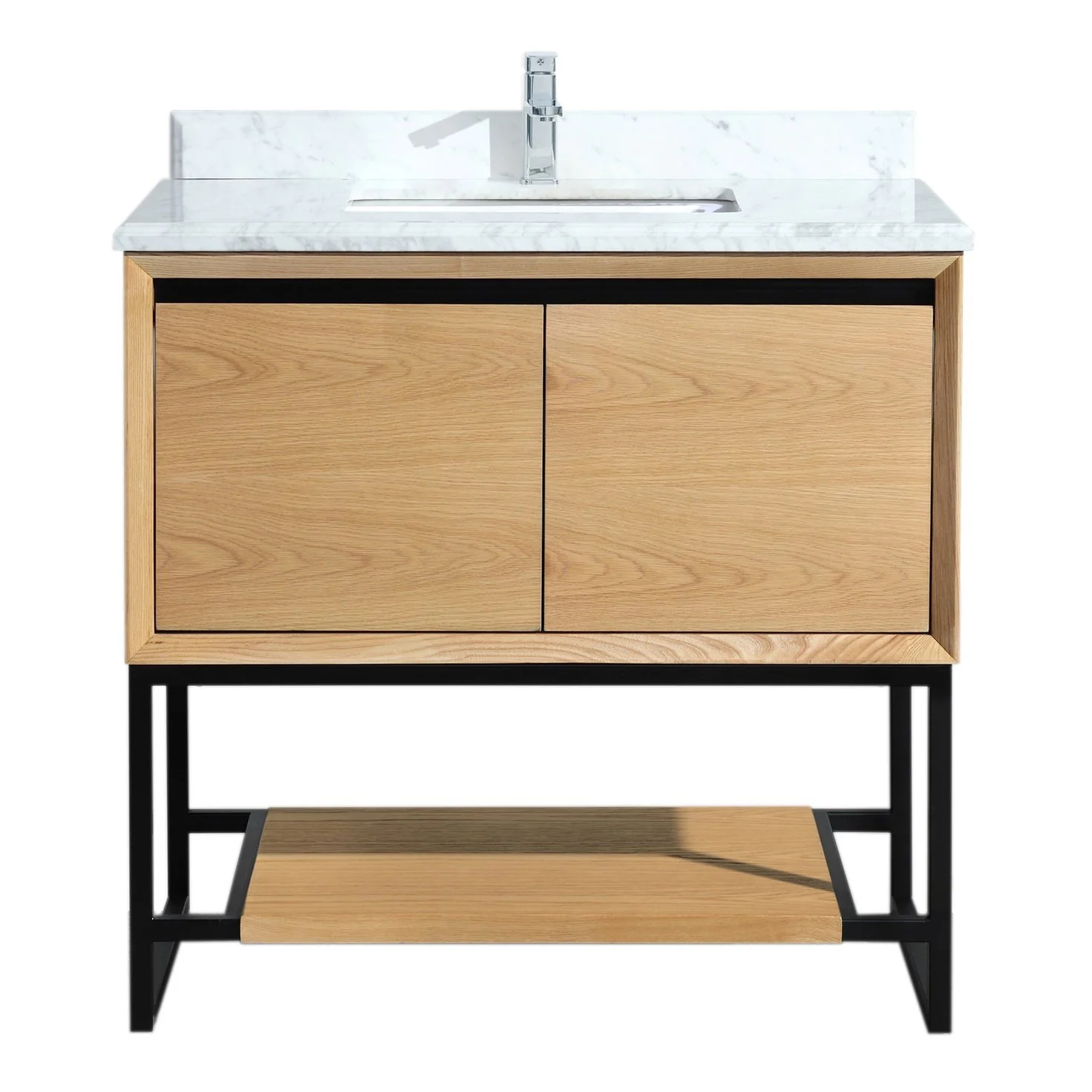 Laviva Alto 36" California White Oak Bathroom Vanity with White Carrara Marble Countertop 313SMR-36CO-WC - Image 7