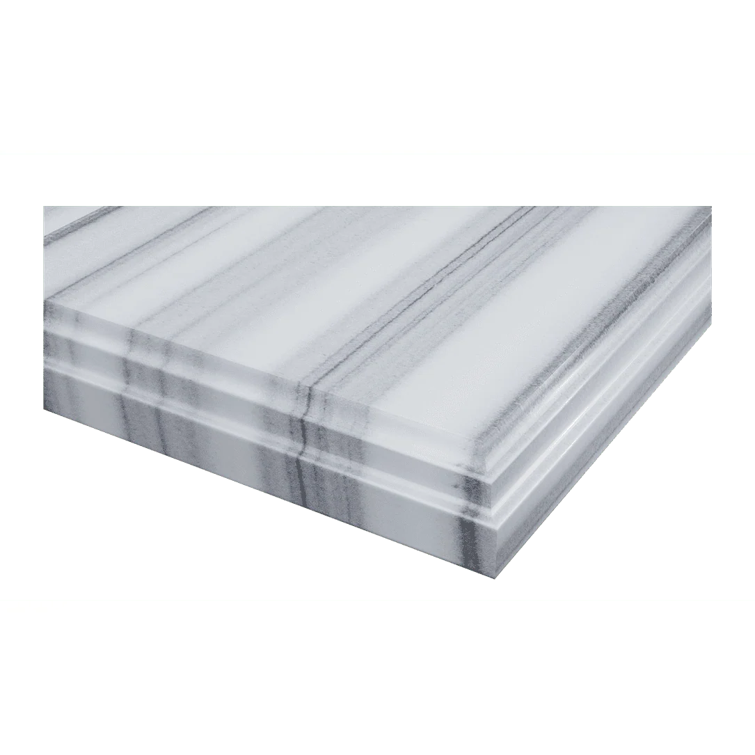 Laviva Forever 24" Single Hole White Stripes Marble Countertop with Rectangular Ceramic Sink 313SQ1H-24-WS - Image 3